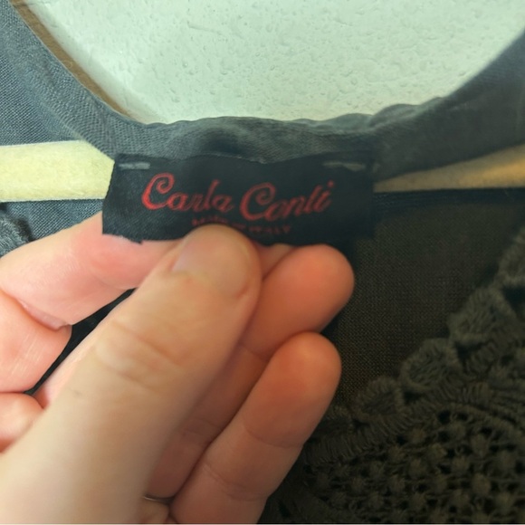 Carla Conti Gray Silk Ruffled Tiered Long Sleeve Dress Medium - Picture 4 of 8